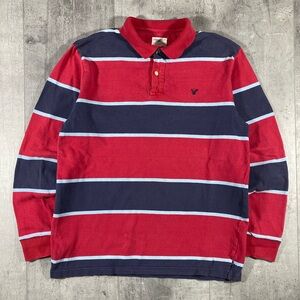 American Eagle Striped Rugby Polo Sweatshirt